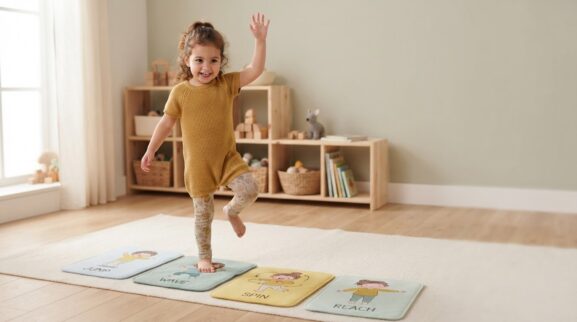 5-Minute Action Movements Activity for 3 Years learning activity for a 3-year-old