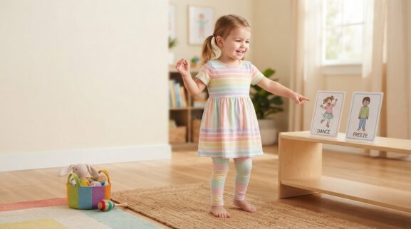 5-Minute Dance & Freeze Activity for 2 Years learning activity for a 2-year-old