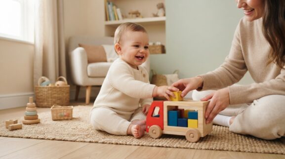 5-Minute Language Play: Action Words for 10–11 Months learning activity for a 10–11 month old baby