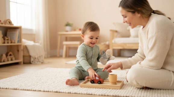 5-Minute Language Play: Social & Functional Words for 1 Year learning activity for a 1-year-old