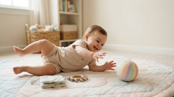 5-Minute Reaching, Rolling & Body Movement Activity for 1 Year learning activity for a 1-year-old