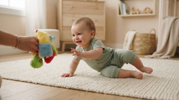 5-Minute Reaching, Rolling & Body Movement Activity for 7–9 Months learning activity for a 7–9 month old baby