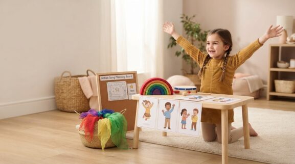 Action Songs Activity Cards for 5 Years printable learning activity for a 5-year-old