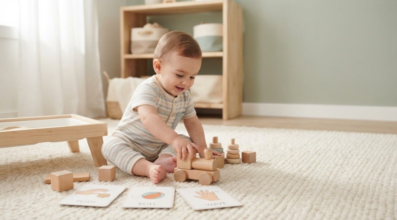 Action Words Activity Cards for Babies 10–11 Months