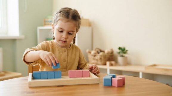 Add or Take Away: Use Blocks Before Symbols learning activity for a 5-year-old
