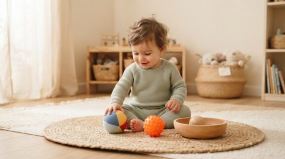 Ball Play Activity Cards for 1 Year printable learning activity for a 1-year-old