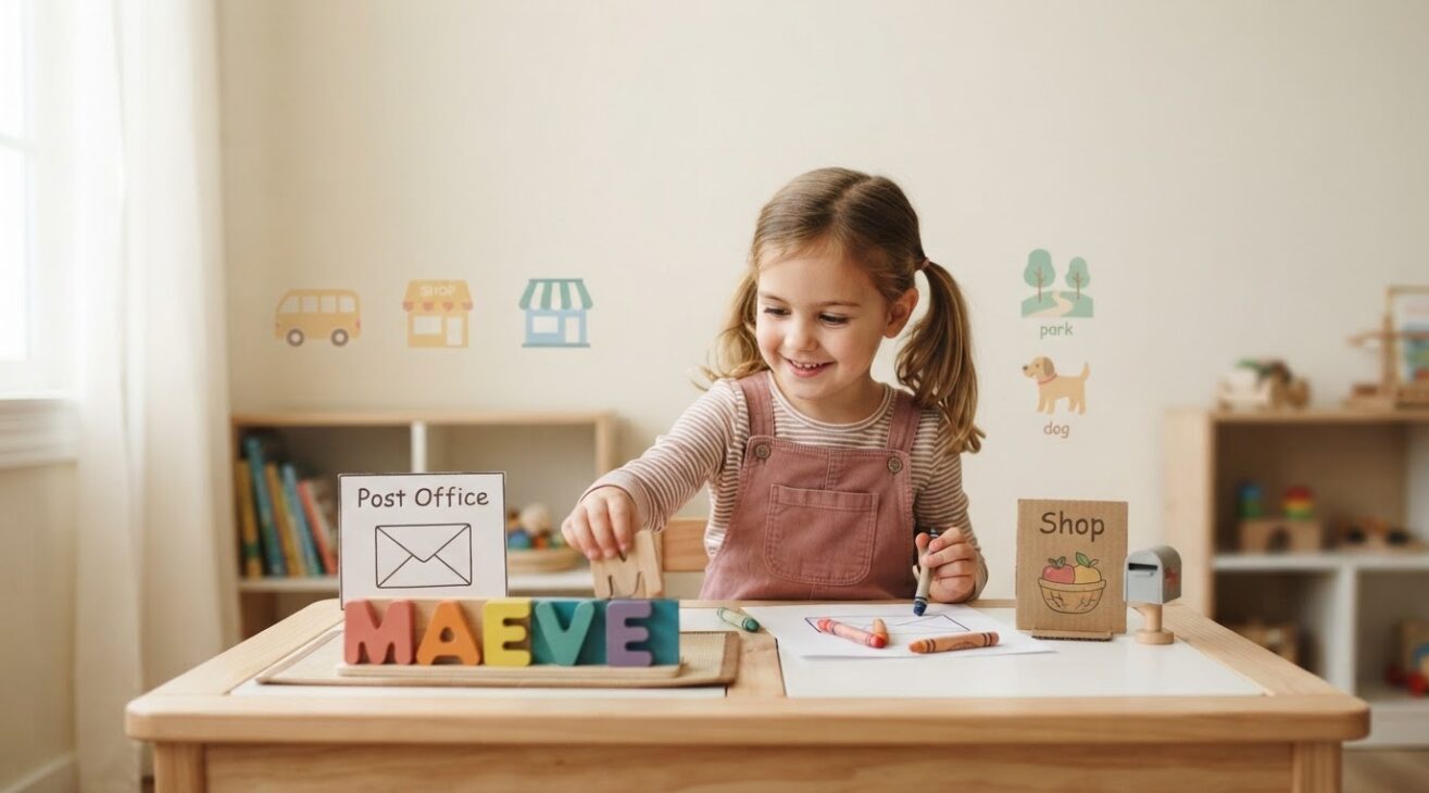 Book & Literacy Play: Name & Environmental Print for 5-Year-Old Kids