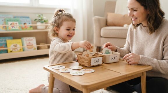 Book & Literacy Play: Rhyming & Sound Awareness for 2 Years learning activity for a 2-year-old