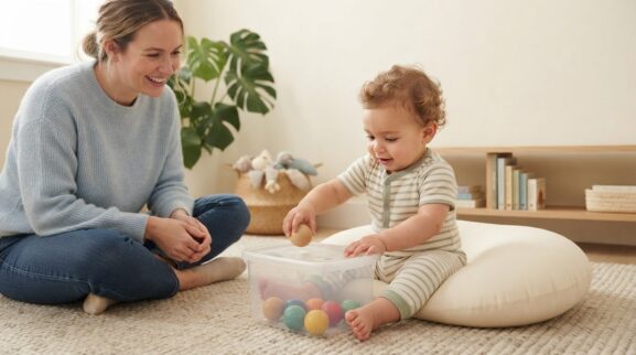 Choosing a Baby Developmental Play Group learning activity for a 7–9 month old baby