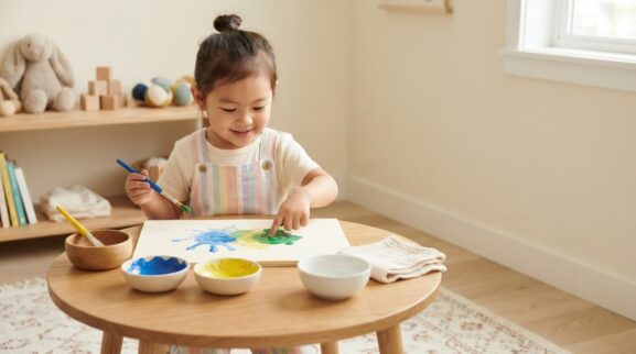Color Mixing & Art Discovery Activity Cards for 3 Years printable learning activity for a 3-year-old