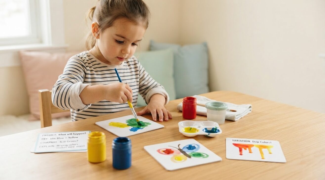 Color Mixing & Art Discovery Activity Cards for 4-Year-Old Kids