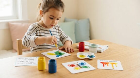 Color Mixing & Art Discovery Activity Cards for 4 Years printable learning activity for a 4-year-old