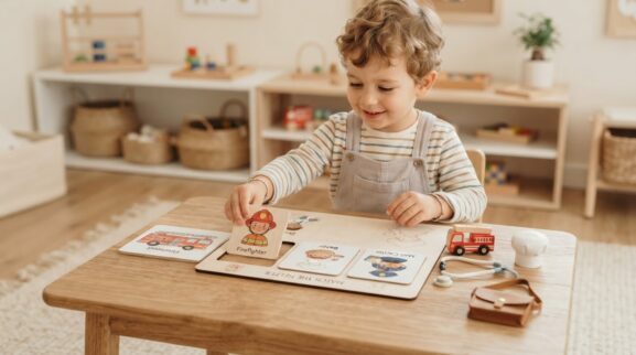 Community Helper Pretend Activity Cards for 3 Years printable learning activity for a 3-year-old