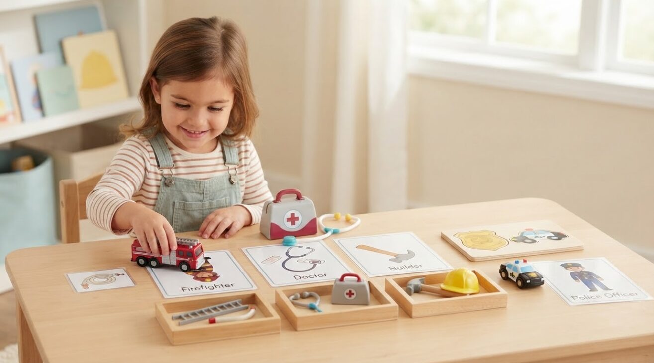 Community Helper Pretend Activity Cards for 4-Year-Old Kids