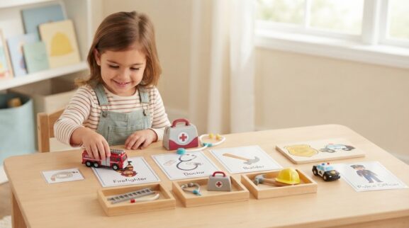 Community Helper Pretend Activity Cards for 4 Years printable learning activity for a 4-year-old