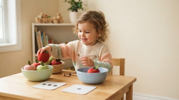Count the Apples: Turn the Game Into Real Counting learning activity for a 2-year-old