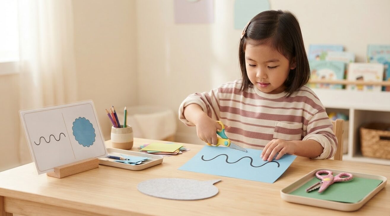 Cutting & Paper Skills Activity Cards for 5-Year-Old Kids