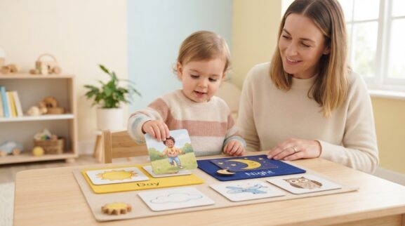 Day, Night & Sky Activity Cards for 2 Years printable learning activity for a 2-year-old
