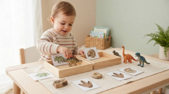 Dinosaurs & Fossils Activity Cards for 2 Years printable learning activity for a 2-year-old