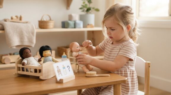Dolls, Family & Caregiving Play Activity Cards for 4 Years printable learning activity for a 4-year-old