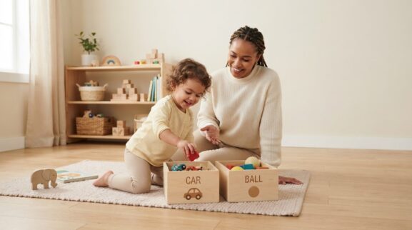 Everyday Routine Activity: Cleanup & Putting Away for 2 Years learning activity for a 2-year-old