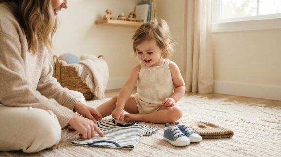 Everyday Routine Activity: Dressing & Clothing for 1 Year learning activity for a 1-year-old
