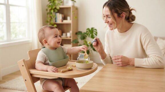 Everyday Routine Activity: Mealtime Language & Participation for 7–9 Months learning activity for a 7–9 month old baby