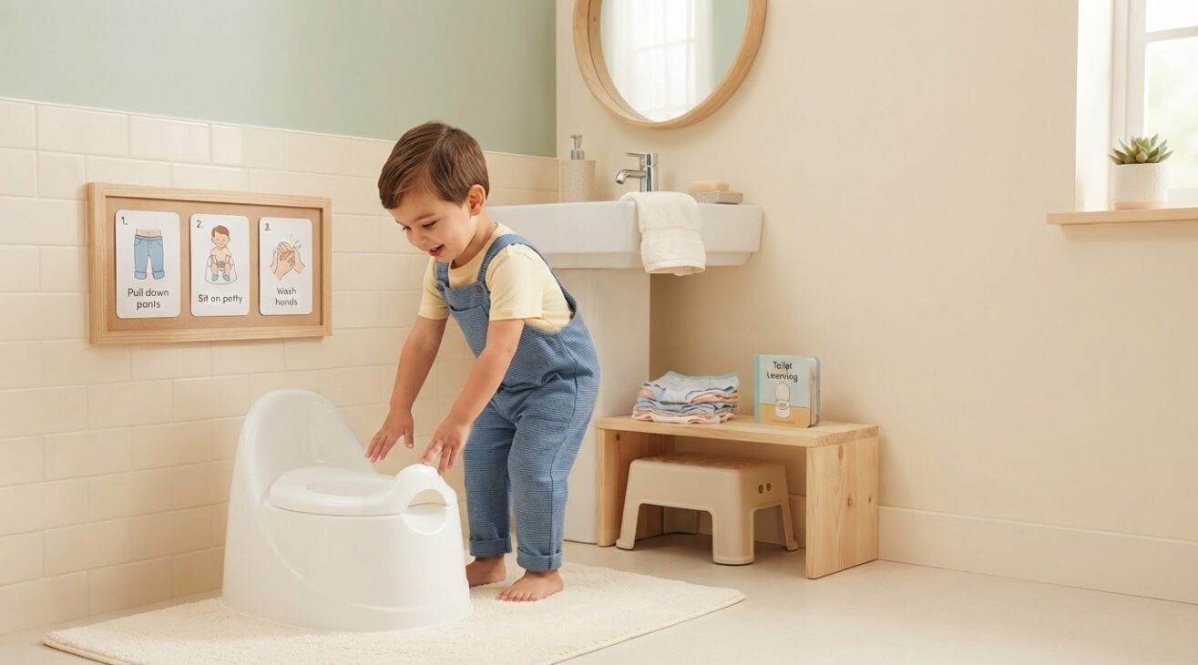 Everyday Routine Activity: Toilet Learning Words & Routine for 3-Year-Old Toddlers