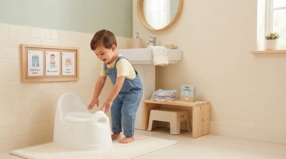 Everyday Routine Activity: Toilet Learning Words & Routine for 3 Years learning activity for a 3-year-old