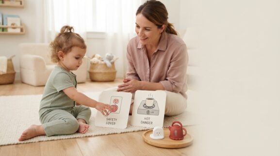 Everyday Safety Words Activity Cards for 2 Years printable learning activity for a 2-year-old