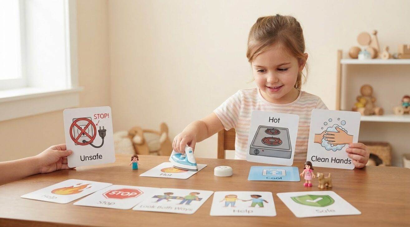 Everyday Safety Words Activity Cards for 4-Year-Old Kids