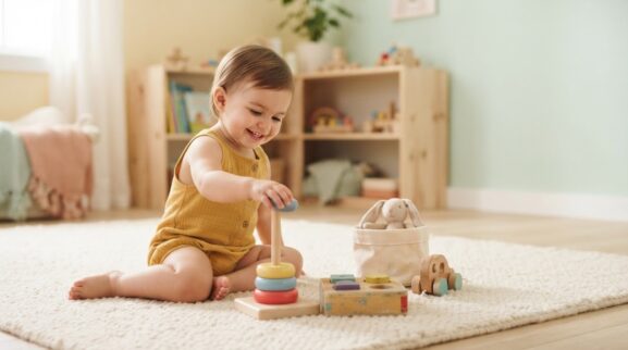 Everyday Social-Emotional Learning: Confidence & Trying for 1 Year parent learning guide for a 1-year-old