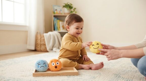 Everyday Social-Emotional Learning: Feelings Vocabulary for 1 Year parent learning guide for a 1-year-old