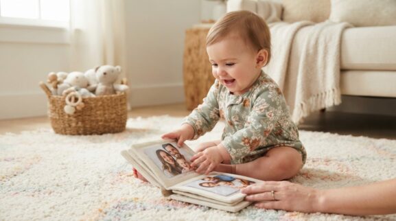 Everyday Social-Emotional Learning: Identity & Family for 10–11 Months parent learning guide for a 10–11 month old baby