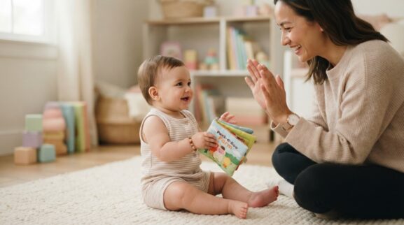 Everyday Social-Emotional Learning: Separation & Reunion Routines for 7–9 Months parent learning guide for a 7–9 month old baby