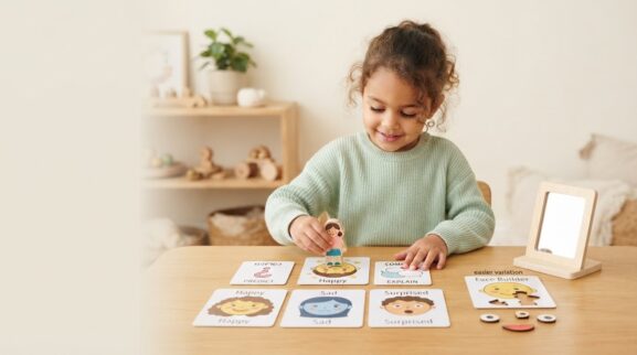 Feelings Vocabulary Activity Cards for 4 Years printable learning activity for a 4-year-old