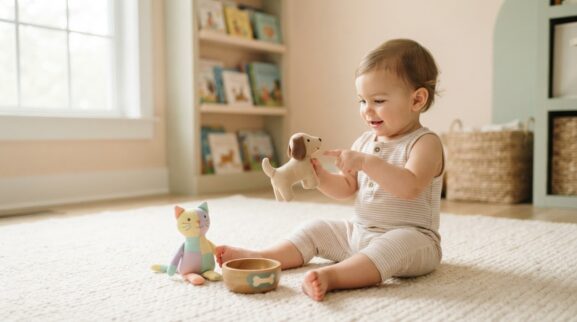 First Words: Pets learning activity for a 1-year-old