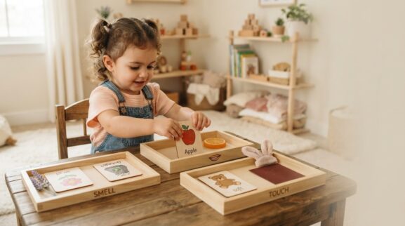 Five Senses Activity Cards for 2 Years printable learning activity for a 2-year-old