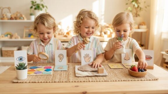 Five Senses Activity Cards for 3 Years printable learning activity for a 3-year-old