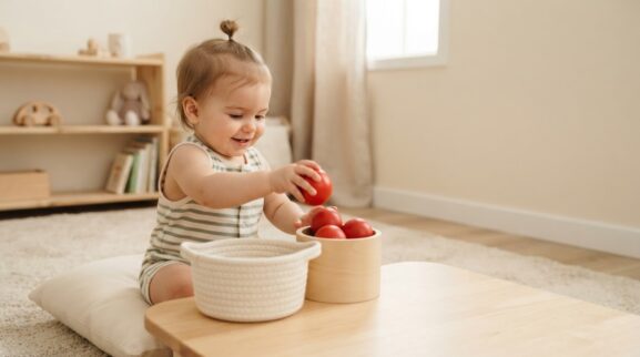 Hands-On Guide: Put In / Take Out for 10–11 Months parent learning guide for a 10–11 month old baby
