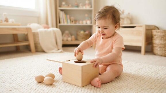 Hands-On Guide: Put In / Take Out for 7–9 Months parent learning guide for a 7–9 month old baby