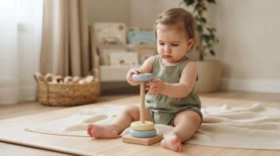 Hands-On Play: Hand-Eye Coordination for 10–11 Months learning activity for a 10–11 month old baby