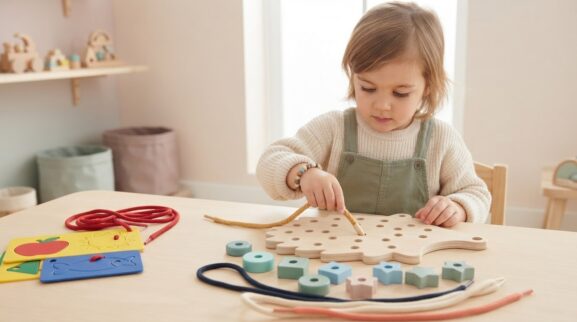 Hands-On Play: Lacing & Threading for 4 Years learning activity for a 4-year-old
