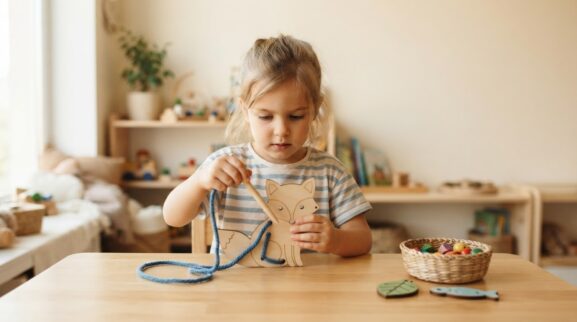 Hands-On Play: Lacing & Threading for 5 Years learning activity for a 5-year-old