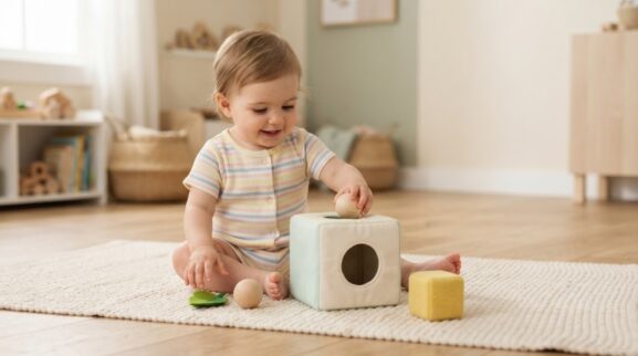 Hands-On Play: Put In / Take Out for 1 Year learning activity for a 1-year-old