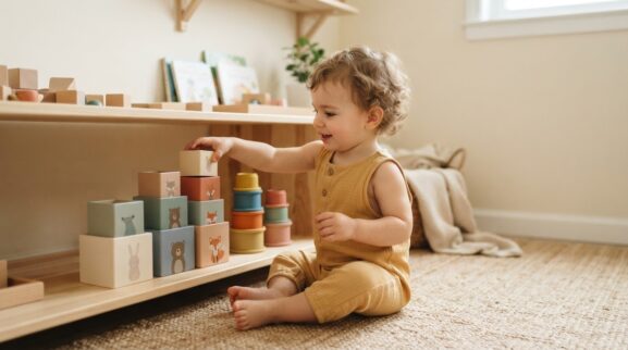 Hands-On Play: Stacking & Nesting for 2 Years learning activity for a 2-year-old