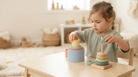 Hands-On Play: Stacking & Nesting for 3 Years learning activity for a 3-year-old