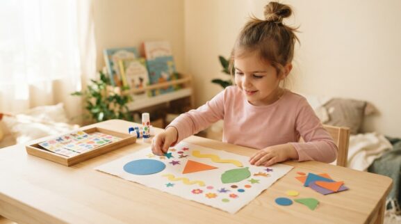 Hands-On Play: Stickers & Collage for 5 Years learning activity for a 5-year-old