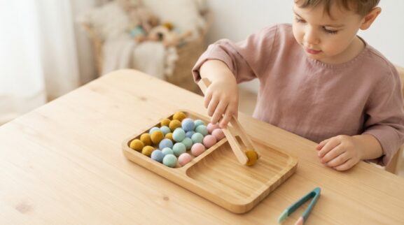 Hands-On Play: Tongs / Tweezers for 3 Years learning activity for a 3-year-old