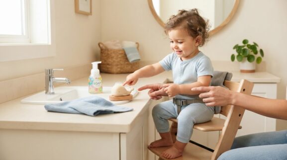 Handwashing Routine Activity Cards for 1 Year printable learning activity for a 1-year-old